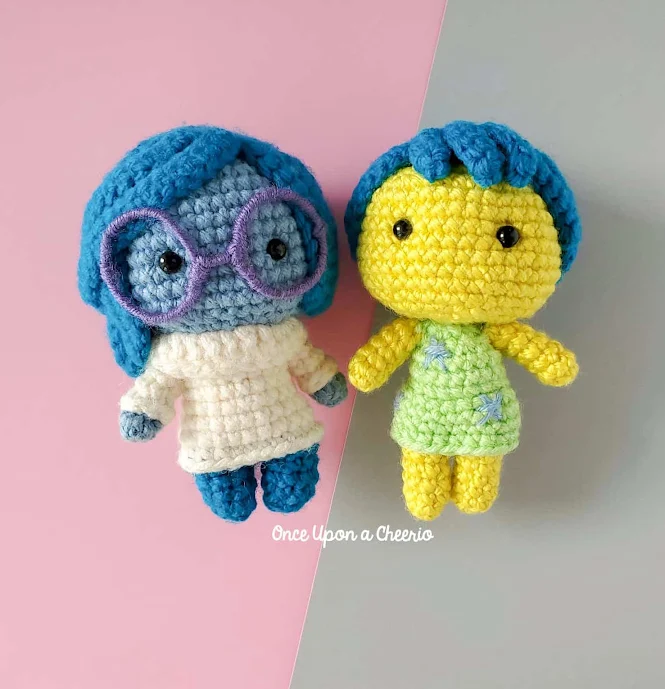Crochet Pixar's Inside Out Joy and Sadness