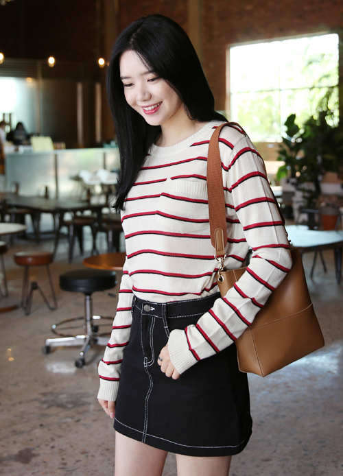  Knit Shadowed Stripe Sweater