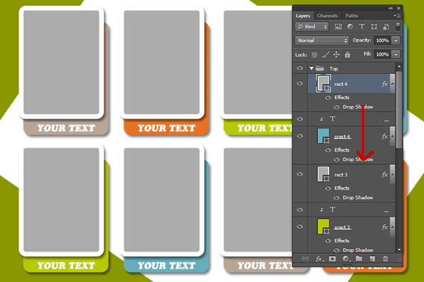 While holding down the Alt key, click and then drag the Drop Shadow layer to another rounded rectangle layer.