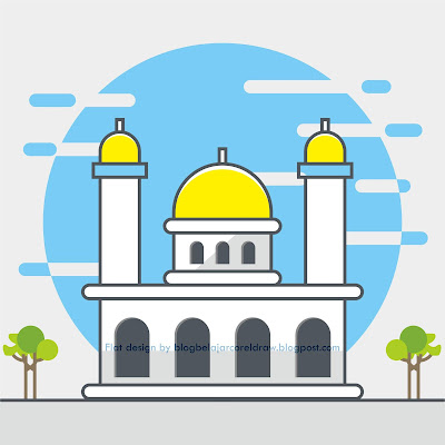 Download Flat Design Kartun  Masjid  Lucu Format Vector 