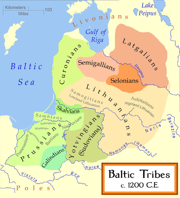 A map of the Baltic Tribes and Prussian clans, about 1200 AD | Prussian Crusade | The Northern Crusades