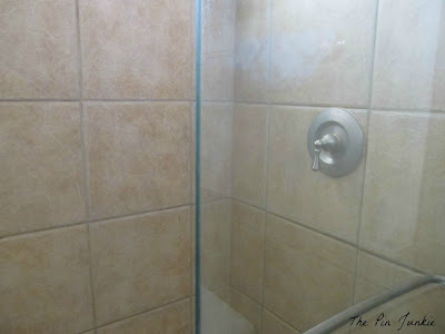 The Pin Junkie: How To Clean Glass Shower Doors The Easy Way - In the past, even after I'd cleaned the glass, it wouldn't look much better  because the glass cleaner just couldn't cut through this caked on crud.