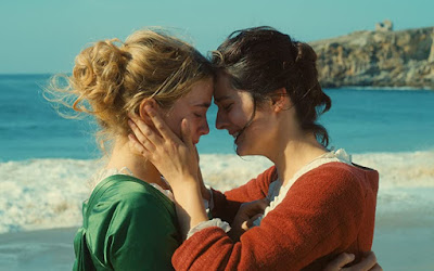 Marianne and Heloise in Portrait of a Lady on Fire (2019) Movie on the beach