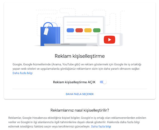 Google Kişiselleştirilmiş Reklam Ayarları