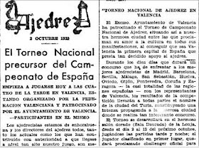 Recorte de Mundo Deportivo del 2 Octubre 1932 sobre la semifinal del Campeonato de España de Ajedrez