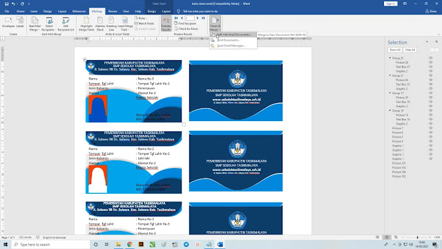 Cara Mudah Membuat Kartu Siswa Micorosoft Word Menggunakan Mailing Merge