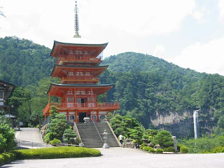 Shrine and waterfall