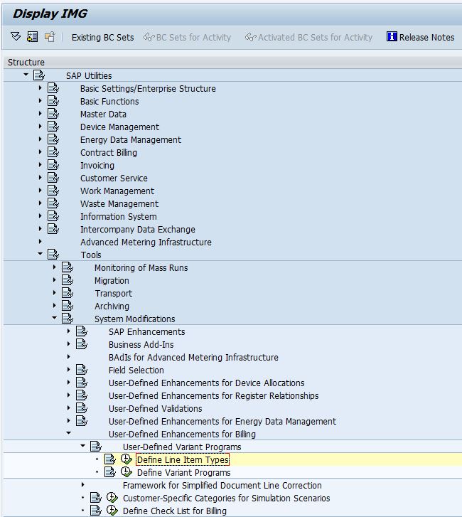 SAP ISU ABAP: Billing: Define Line Item Types