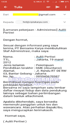 contoh body email lamaran kerja yang baik