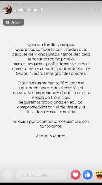 Oficial se separaron Anabel Angus y Marco Antelo