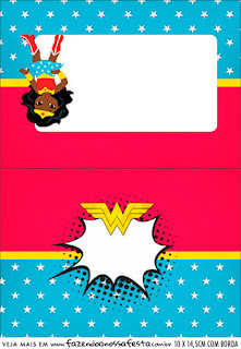 Wonder Woman Afro Free Printable Invitations and Candy Bar Labels. 