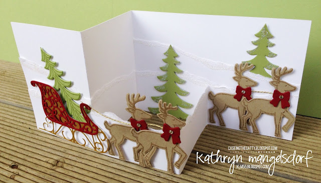 Stampin' Up! Santa's Sleigh Bundle, Christmas Card, Double Z Fold Card by Kathryn Mangelsdorf