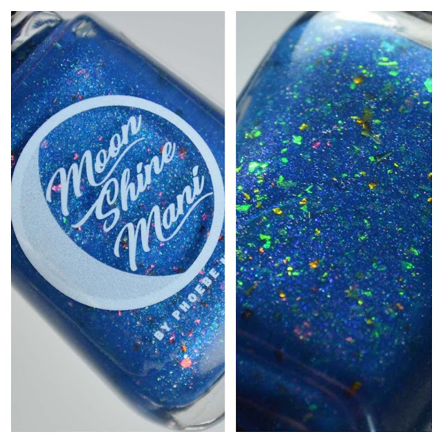 cerulean blue nail polish with color shifting flakies
