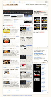 free blogger template magazine style Press Magajah blogger template with automatic image slidshow