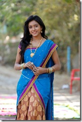 Telugu Actress Vithika Cute Blue Half Saree Photos