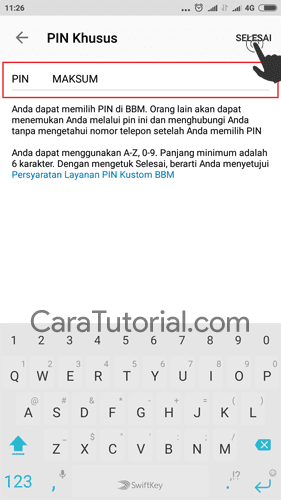 masukkan pin khusus bbm