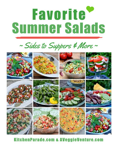 Favorite Summer Salad recipes ♥ KitchenParade.com, a huge super-organized collection of healthy salads for quick lunches, salad suppers, potlucks and parties.