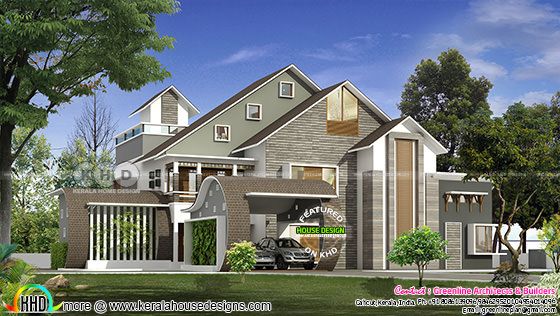 5 bedroom sloping roof house in contemporary style