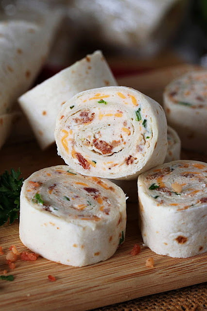 Close-Up of a Stack of Bacon-Cheddar Ranch Roll-Ups Image