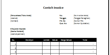 Download Contoh Invoice Doc dan Excel Sederhana