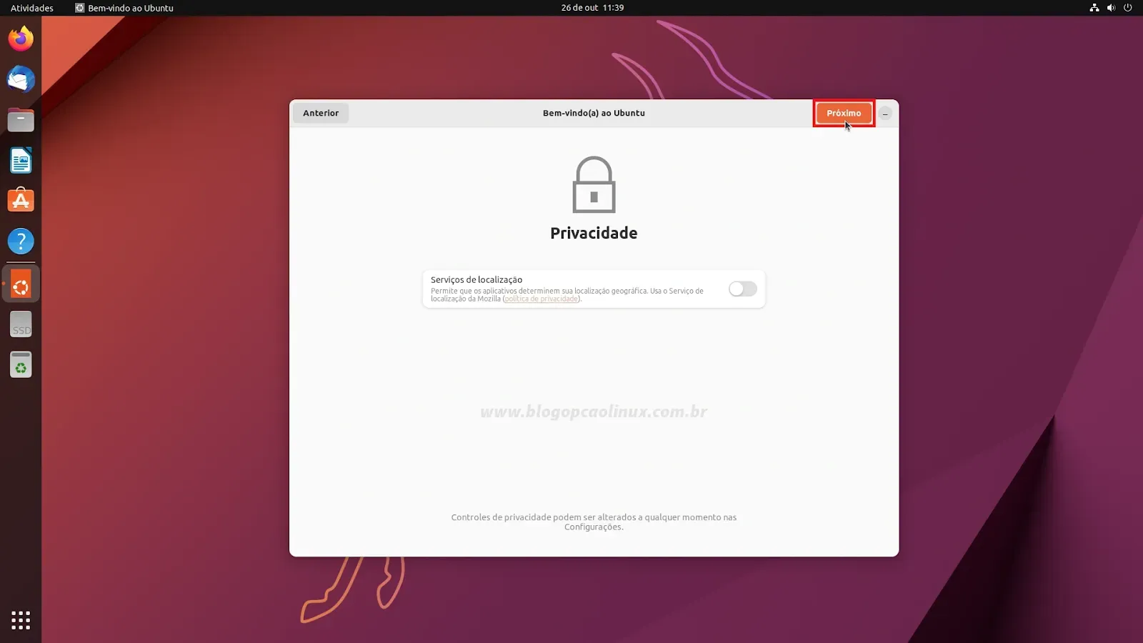 Você pode habilitar os serviços de localização no seu Ubuntu