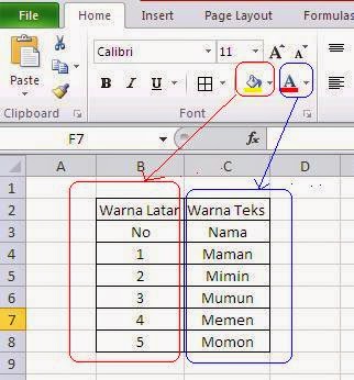 Cara Mewarnai Latar Cell dan Teks Pada Microsoft Excel 