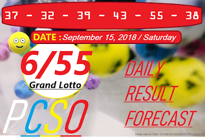 September 15, 2018 6/55 Grand Lotto Result 6 digits winning number combination