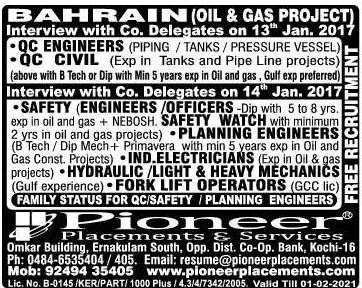 Oil & Gas Job Project Jobs for Bahrain - Free Recruitment