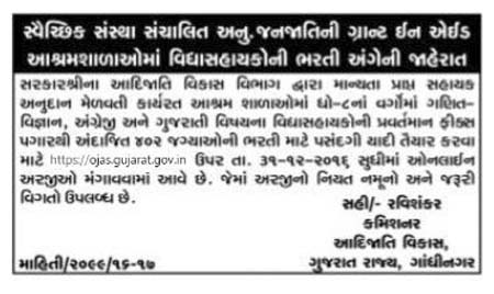 Gujarat Tribal Development Corporation (GSTC) Recruitment 2016 for 402 Vidyasahayak Posts