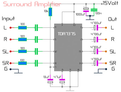 Surround Amplifier Circuit using TDA7375