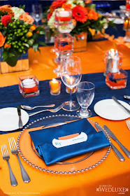 decoracao Casamento Azul e Laranja