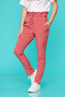 Pantaloni SunShine roz casual din material subtire