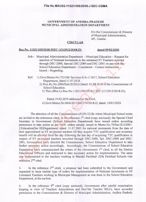 Notional Increments to Municipal ST teachers on par with school education Department.