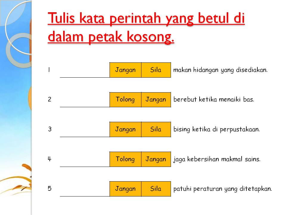 Pelajari BM Bersamasama Latihan kata perintah