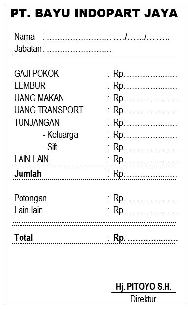 Kumpulan Contoh Slip Gaji Karyawan - Pegawai