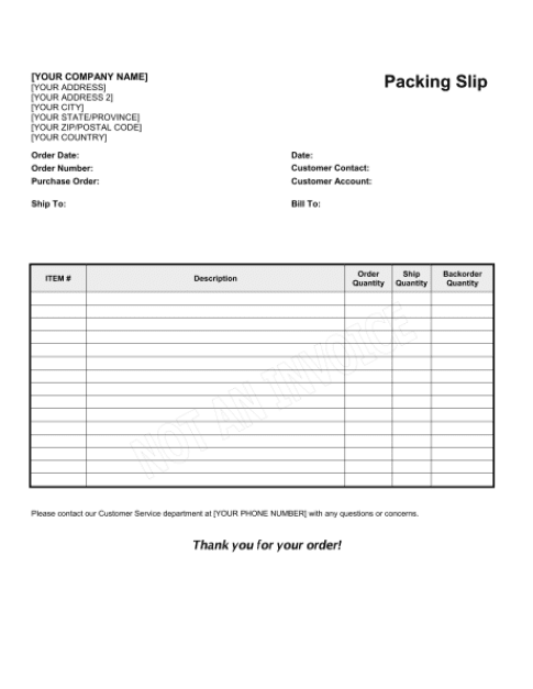 Free Printable Packing Slip Template