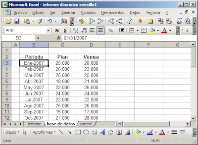 base de datos en hoja Excel