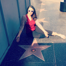 Raquel Stecher with Robert Mitchum's Star on the Hollywood Walk of Fame