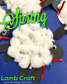 Speech therapy storybook fun with Sheep in a Shop plus a cute lamb craft for spring! Read this blog post by Speech Sprouts www.speechsproutstherapy.com