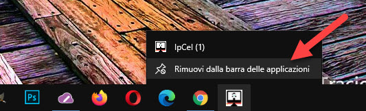 collegamento aggiunto alla taskbar di windows