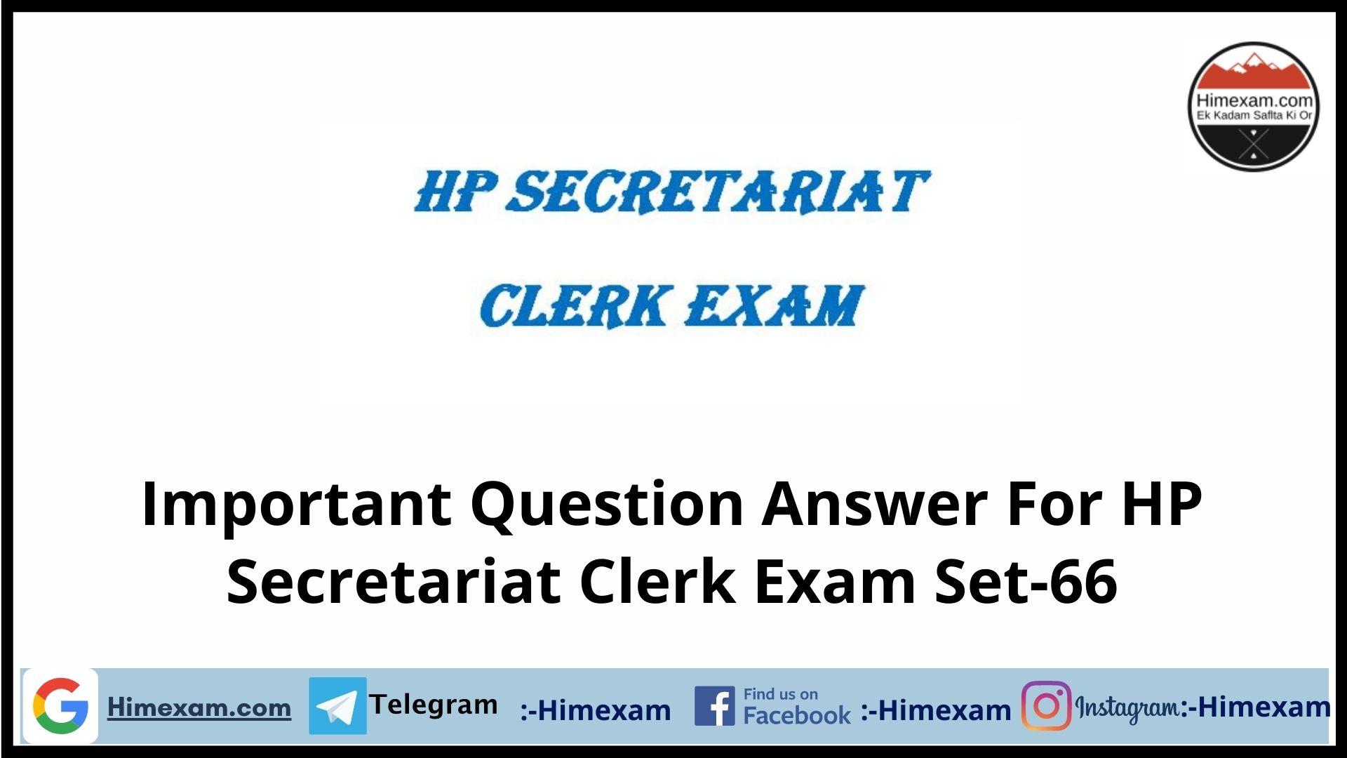 Important Question Answer For HP Secretariat Clerk Exam Set-66
