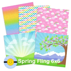 Sunny Studio Stamps: Spring Fling 6x6 Double Sided Patterned Paper 24-Sheet Pack