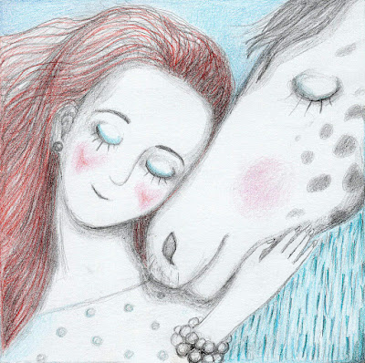 #Horse #illustration #art #hug #love #redhair