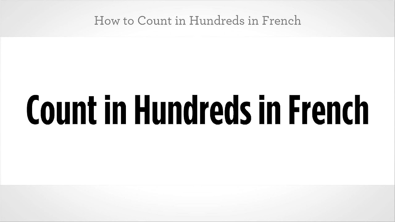 How Do You Count In French