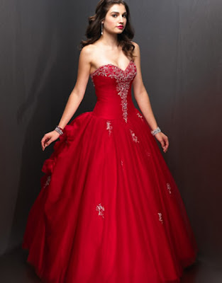 red winter strapless ball gown wedding dresses