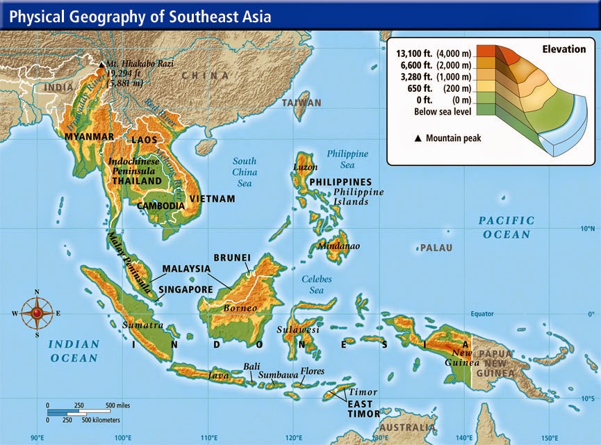 Physical Maps of Southeast Asia  Free Printable Maps