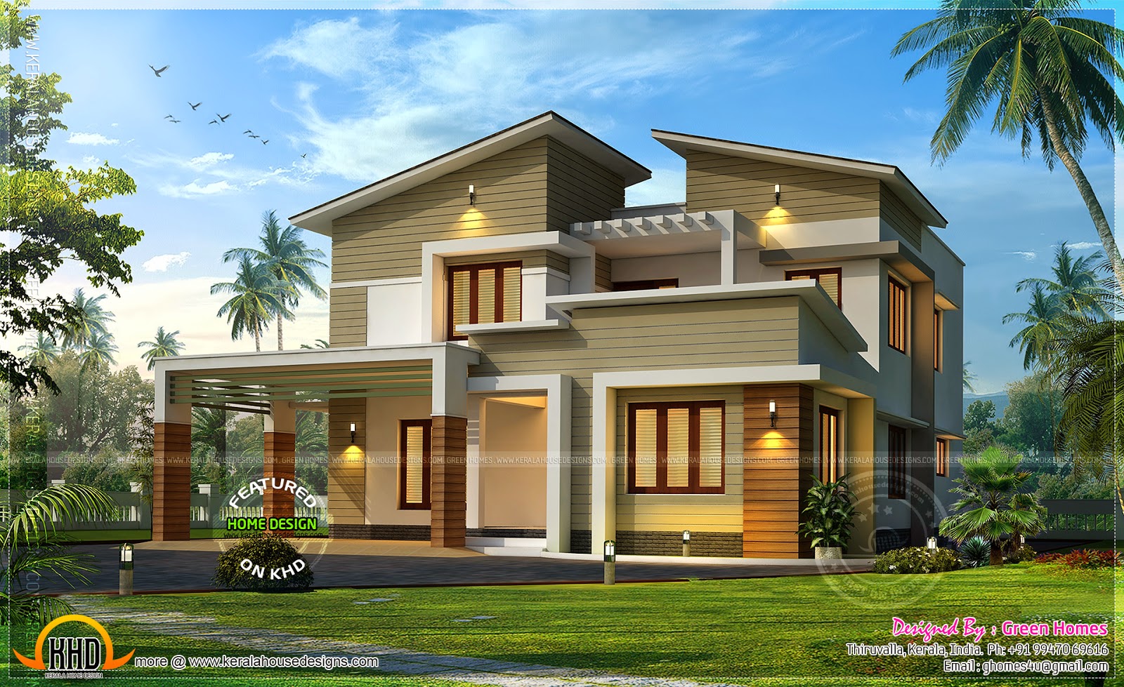  Modern  view  home  in 3350 sq feet Kerala home  design and 