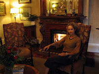 Lauren by the fire at the Foley House