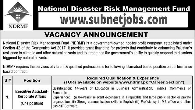 National Disaster Risk Management Fund executive assistant Post 2024