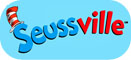 Seussville logo on blue background